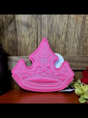 Pink Crown-Shaped Wristlet Coin Purse